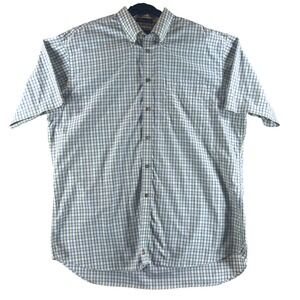 Nordstrom Button Down Shirt XL Blue Yellow Check Smartcare Short Sleeve Mens